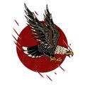 Illustration of eagle in old school tattoo style. Design element for poster, flyer, emblem, sign.