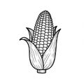 Illustration of an ear of corn with husk partially peeled back. The corn features Royalty Free Stock Photo