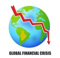 Illustration of Earth and chart on background. Coronavirus impact on global financial crisis Royalty Free Stock Photo