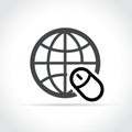 Earth and mouse icon on white background Royalty Free Stock Photo