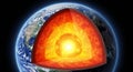 Illustration of Earth\'s internal structure, showing a cross-section. The outer layer is the Royalty Free Stock Photo