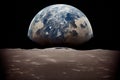 Illustration of Earth viewed from the surface of the moon Royalty Free Stock Photo