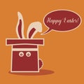 Illustration of easter bunny in the hat with speech bubble. Royalty Free Stock Photo