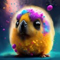 Easter chickling on colorful splash background Royalty Free Stock Photo