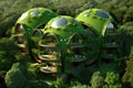 Illustration of eco-friendly homes of the future - Generative AI