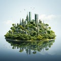 illustration of an eco friendly and zero emissions city. Sustainability , climate change and save the world concept