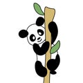 illustration, ecological logo, panda on a bamboo branch, for posters, banners