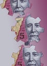 Illustration for economy and finance themes with guatemalan money and gears