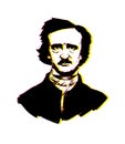 Illustration by Edgar Allan Poe. Portrait of a great American writer and poet. Illustration for a tattoo, site, booklet, poster,