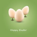 Happy Easter Card with Three Funny Walking Easter Eggs Royalty Free Stock Photo