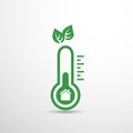 Zero Emission, Eco Friendly Housing - Global Warming, Ecological Problems And Solutions - Thermometer Icon Design
