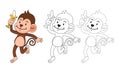 Educational coloring book vector-monkey