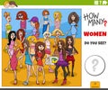Counting cartoon women characters educational game