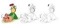 Educational game for kids and coloring book vector-turtle and rabbit running a race Royalty Free Stock Photo