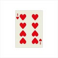 Illustration of an eight of hearts playing card with isolated on a white background