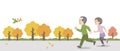 Illustration of an elderly couple jogging