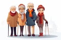 Illustration of an elderly grandparents celebrating Christmas.