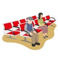 Illustration of an elderly man and pregnant woman in the waiting room, preferential care Royalty Free Stock Photo