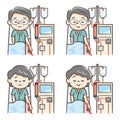 Illustration of elderly people undergoing hemodialysis