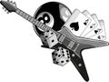 monochromatic illustration of Electric guitar with casino game