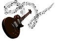Illustration of electric guitar with music notes flowing upwards Royalty Free Stock Photo