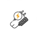 Illustration of an electrical plug with a cable and charger block. The plug is depicted in Royalty Free Stock Photo