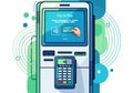 Illustration of an electronic payment terminal featuring a Royalty Free Stock Photo