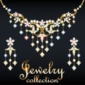 elegant necklace with precious stones and earrings