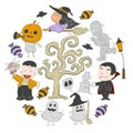 Illustration element hand drawn set characters halloween party Royalty Free Stock Photo