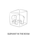 Illustration of elephant in the room idiom Royalty Free Stock Photo