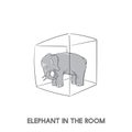 Illustration of elephant in the room idiom