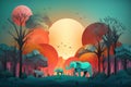 Illustration of elephants in forest, Creative Origami design world environment and earth day paper cut. Generative AI