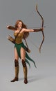 Illustration of elf woman with bow and quiver of arrows Royalty Free Stock Photo