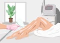 Illustration.Elos epilation, hair removal procedure on a womanÃ¢â¬â¢s body. Beautician doing laser rejuvenation