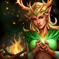 elvish woman at campfire