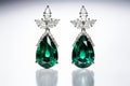 illustration of emerald earrings white background, Generative ai Royalty Free Stock Photo