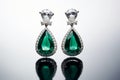 illustration of emerald earrings white background, Generative ai Royalty Free Stock Photo