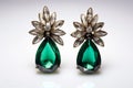 illustration of emerald earrings white background, Generative ai Royalty Free Stock Photo
