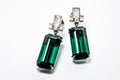 illustration of emerald earrings white background, Generative ai Royalty Free Stock Photo
