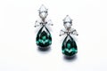 illustration of emerald earrings white background, Generative ai Royalty Free Stock Photo