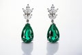 illustration of emerald earrings white background, Generative ai Royalty Free Stock Photo