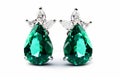 illustration of emerald earrings white background, Generative ai Royalty Free Stock Photo