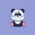 Illustration Emoji character cartoon Panda with a huge smile from ear sticker emoticon