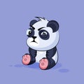 Illustration Emoji character cartoon Panda squints and looks suspiciously sticker emoticon