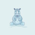 Illustration emoji character cartoon rhinoceros Happy and contented rhino sticker emoticon