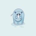 Illustration emoji character cartoon sad and frustrated rhinoceros crying, tears sticker emoticon Royalty Free Stock Photo