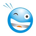 Illustration emotion icon blue smile face with white big tooth