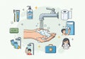 Illustration emphasizing hygiene practices, featuring a faucet with Royalty Free Stock Photo