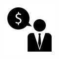 illustration of employee finding the idea of ??making money sign. Flat Line Icons Office and Business.