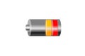 Illustration of empty batterie with red and yellow battery level on a white background